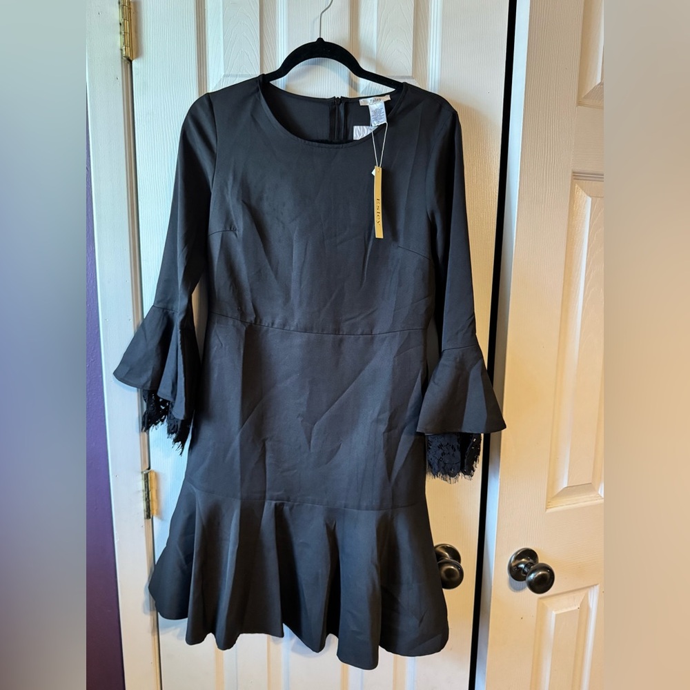 NWT Elegant Black Dress with Lace Sleeves
